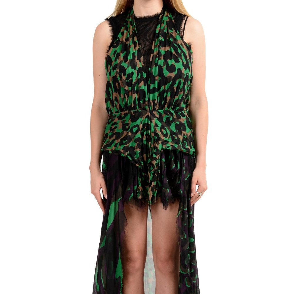 Versace 100%Silk Asymmetrical Length Evening Dress